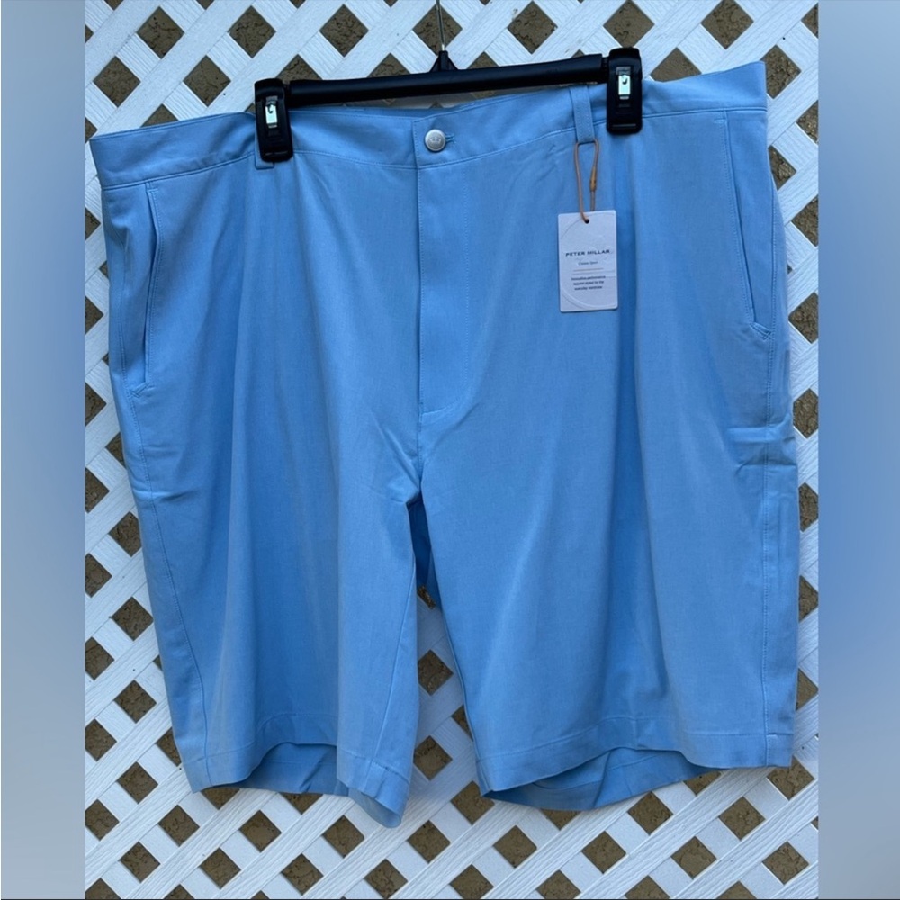 Men's Peter Millar Crown Sport Light Blue Stretch Golf Shorts 42 NWT
